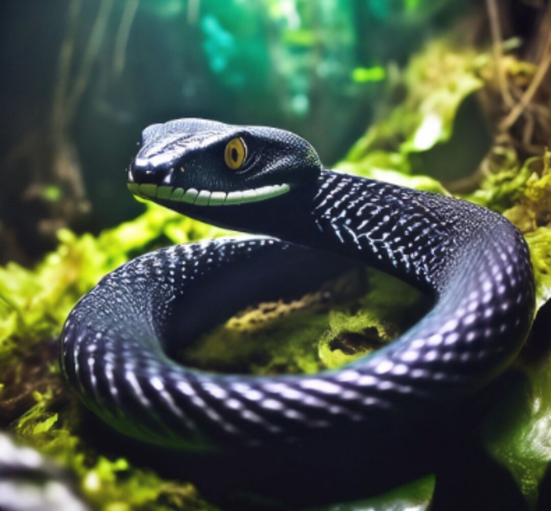 Чёрная мамба. Авторский рисунок.