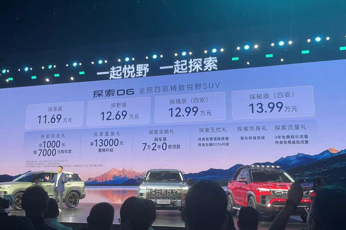 На фото с презентации: Цены и комплектации кроссовера Chery Explore 06 