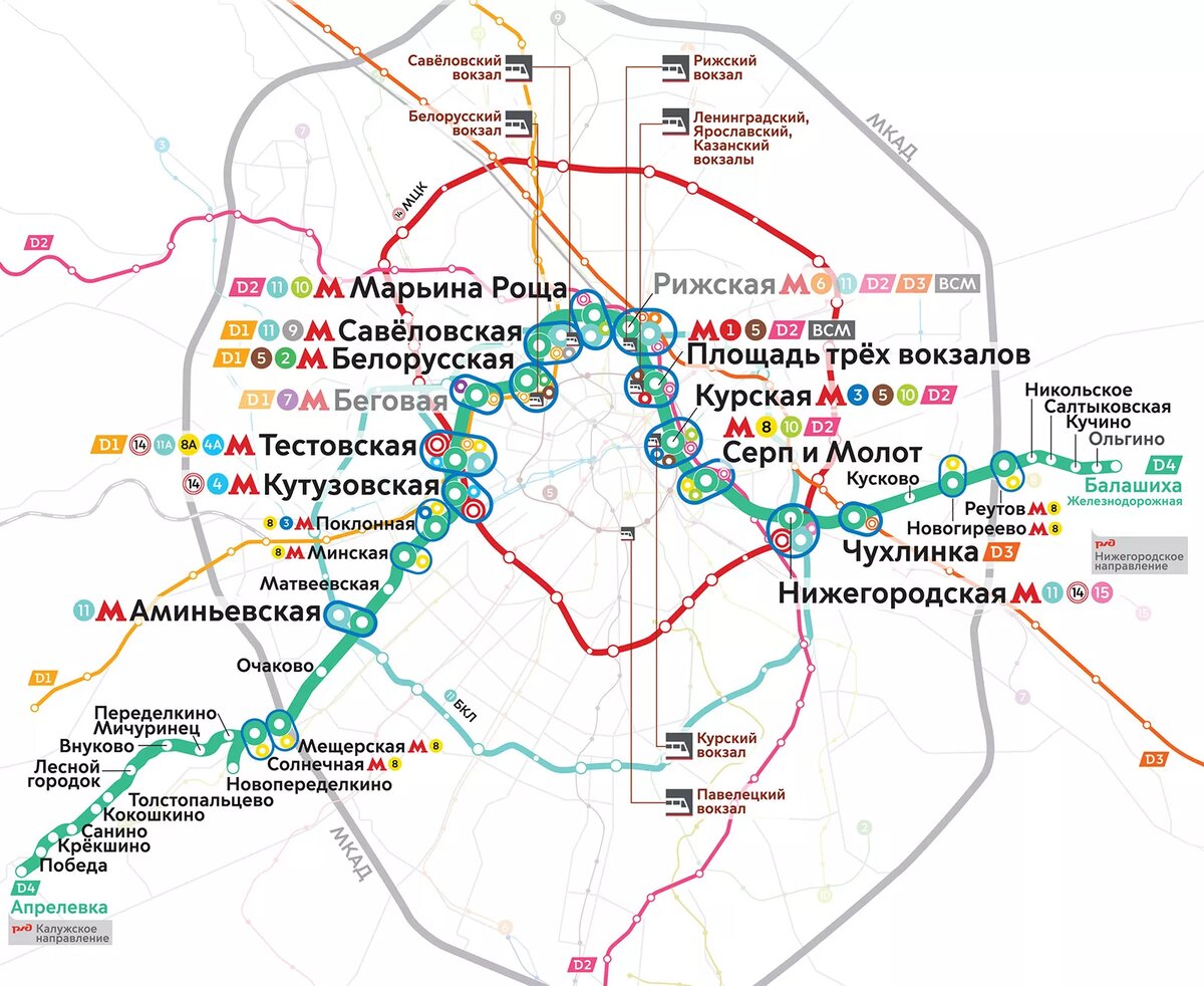 Схема метро и мцд в москве