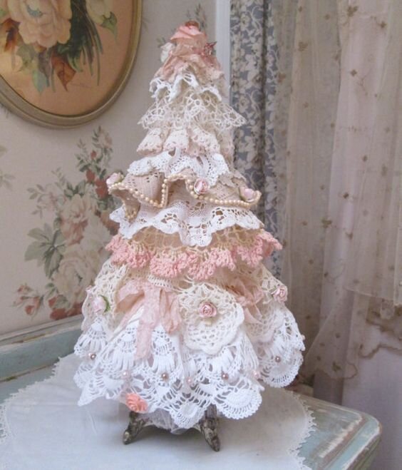 Елочка в стиле Шебби шик своими руками / DIY Shabby chic Christmas Tree / Tabletop Xmas tree