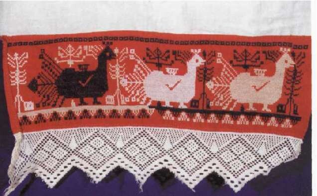 Конец полотенца. Вышивка. Начало XIX века. Тарногский район.