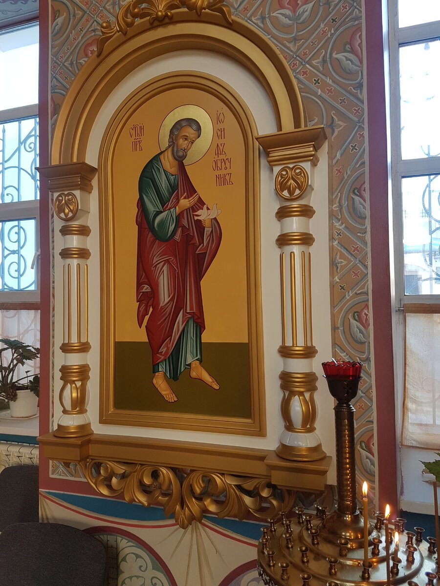 Икона "Праведный Иосиф Обручник"(северная стена четверика).   Храм Успения Пресвятой Богородицы "за верхом"  г.Калуга.  