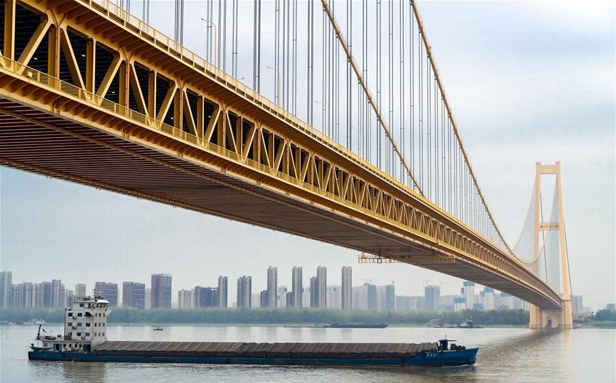 Самый большой двухуровневый висячий мост Yangsigang Yangtze River Bridge