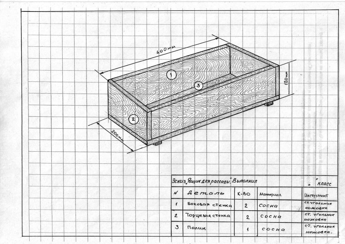 Сборачный чертёж ящичка