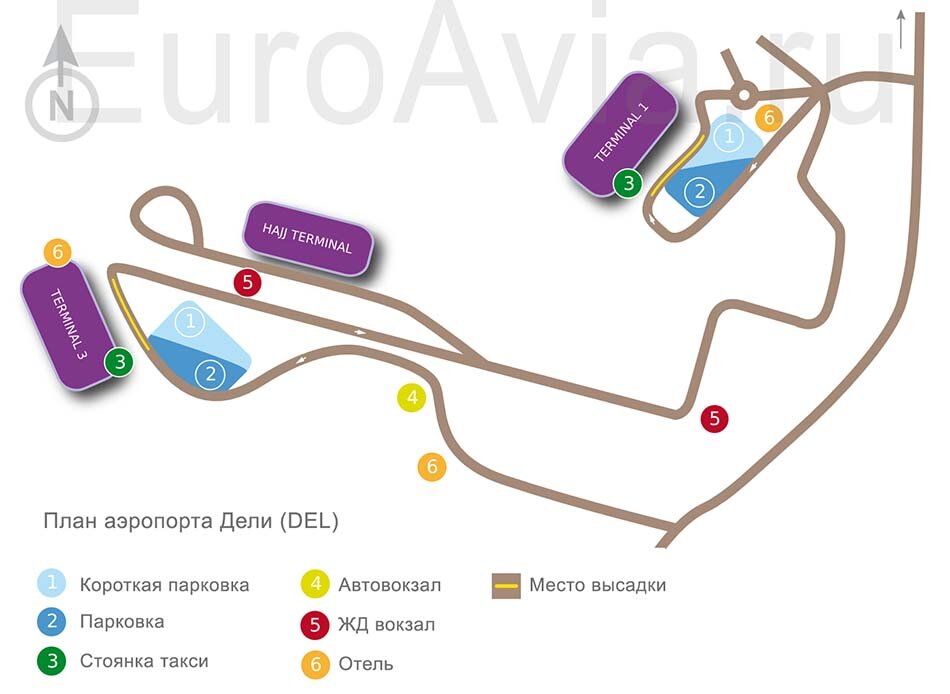 План аэропорта Дели (DEL)