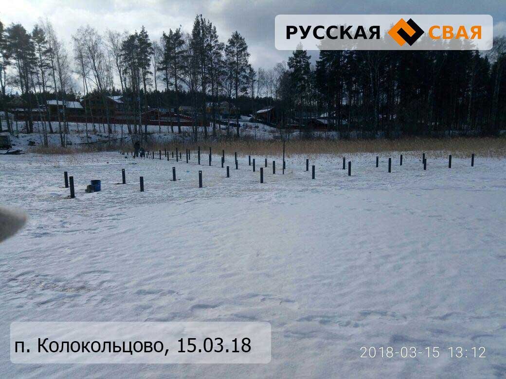 Пирс на винтовых сваях в поселке Колокольцово