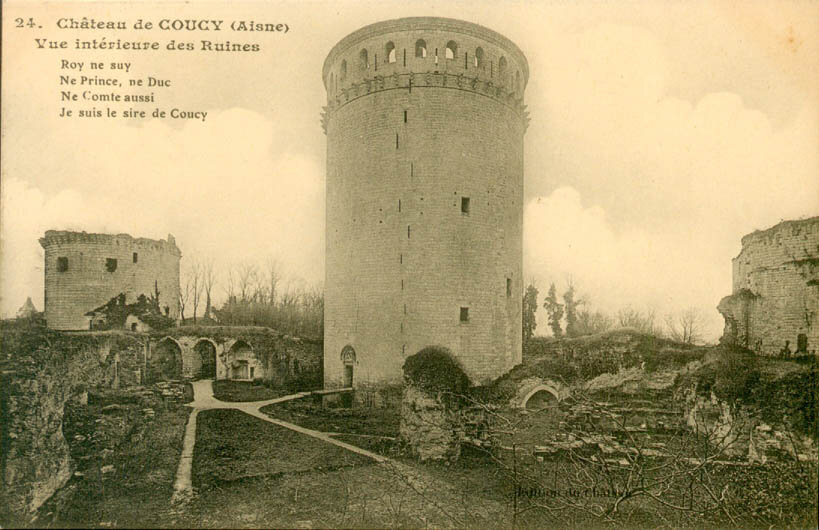 Донжон Шато де Куси до взрыва германской армией в 1917 году