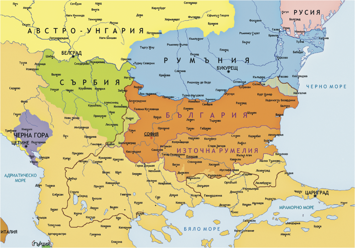 Территория Болгарии в 1887 году в соответствии с Берлинским договором