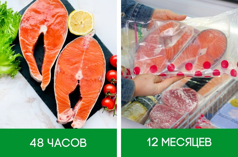 Рыба и морепродукты без проблем могут храниться в морозильной камере 12-18 месяцев