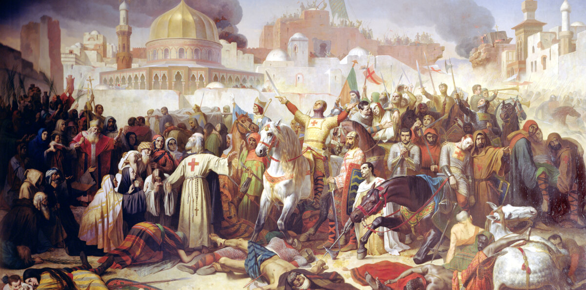 Кръстоносните войски щурмуват Йерусалим. Емил Синьол , платно, масло (1847)