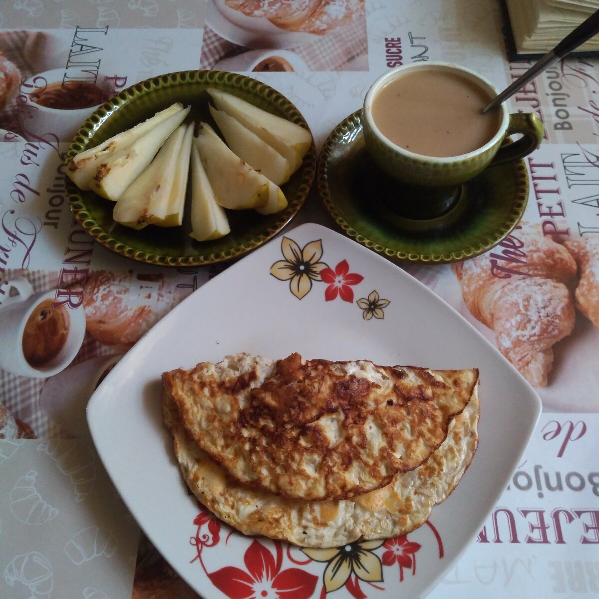 Что я ем на ПП. Овсяноблин с сыром и грушей. Творожно - банановые оладьи.  Гречка с грибами и курицей. Ряженка. Овощной салат. | Будни российской  пенсионерки.ПП. | Дзен