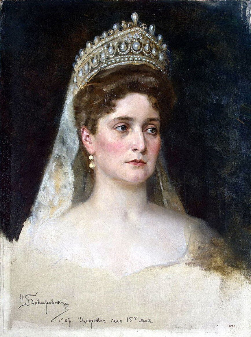 Александра Фёдоровна, Портрет работы Н. К. Бодаревского, 1907 год. Источник: Википедия