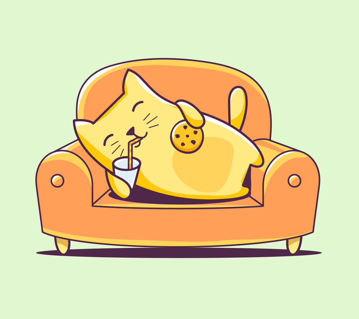 Кот на диване рисунок