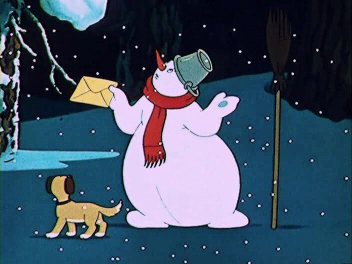 Кадр из мультфильма "Снеговик-почтовик"