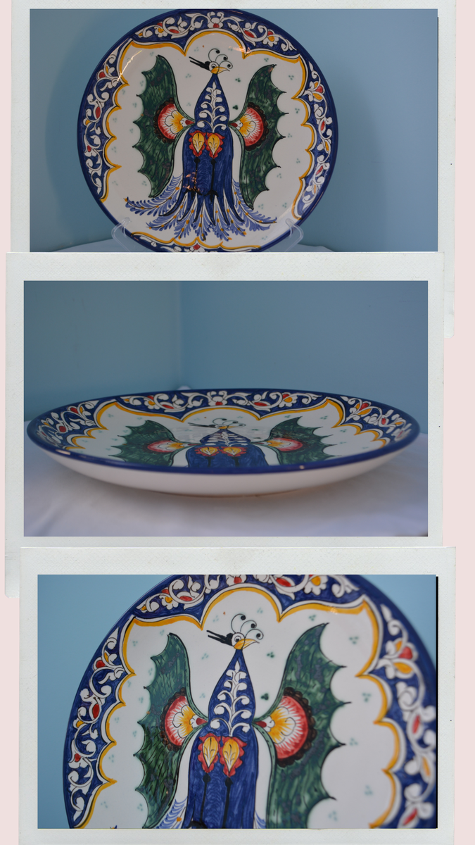 Большая тарелка "Жар птица" Национальная посуда Средней Азии. Таджикистан, Узбекистан 