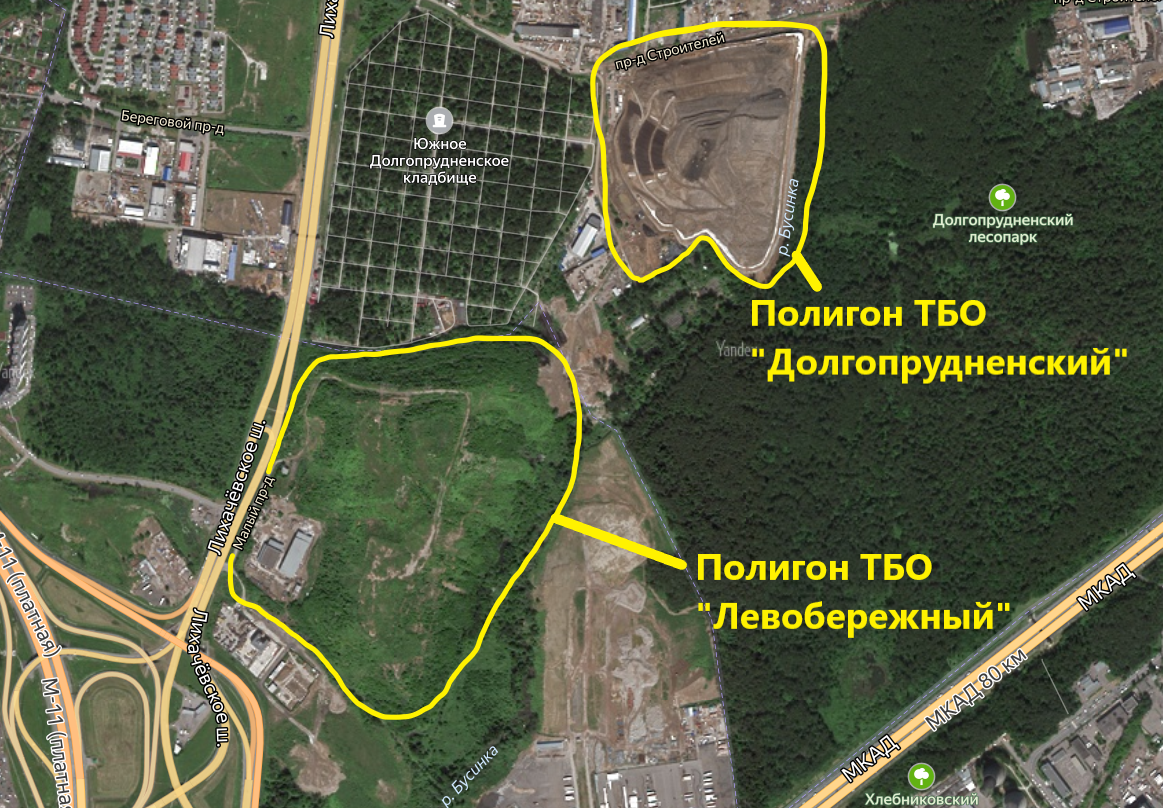 Схема южного долгопрудненского кладбища