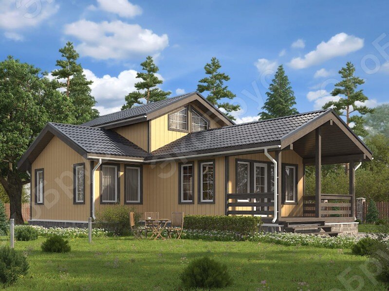 Рисунок 1. Проект каркасного полутораэтажного дома Выборг Д-16