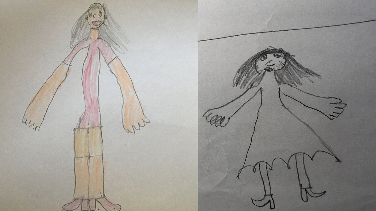 За свои злодеяния я достойна только таких портретов. Рисовал старший сын в 5 лет