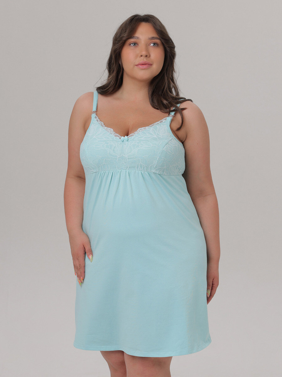 Нарядная домашняя ночная сорочка из хлопка с кружевом 