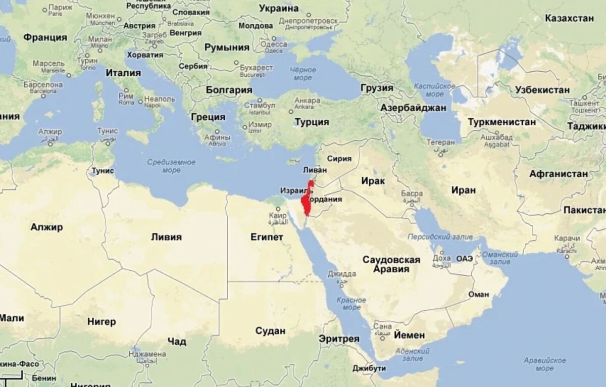 Карта границ израиля с другими странами