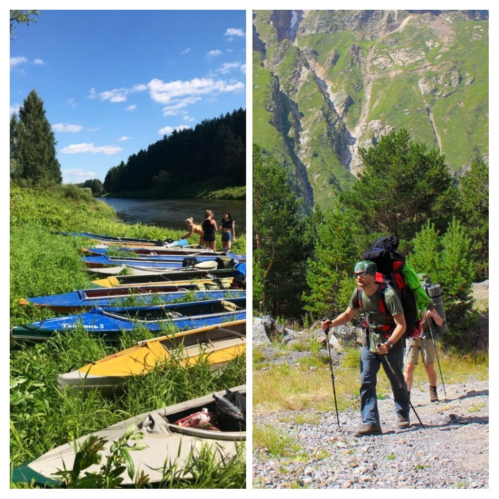 Слева р. Которосль Ярославская обл. Справа Приэльбрусье, Кабардино-Балкария.