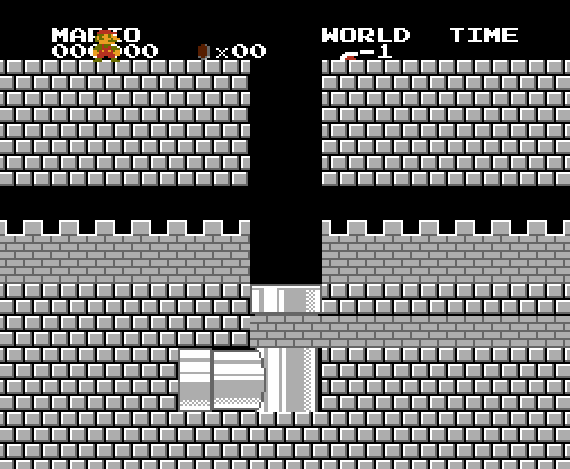 Встречаются и такие миры. Марио здесь парализован. Кадры из игры Super Mario Bros. 