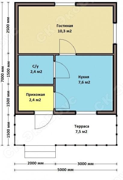 Рисунок 2. Планировка каркасного дома Карелия Д-10