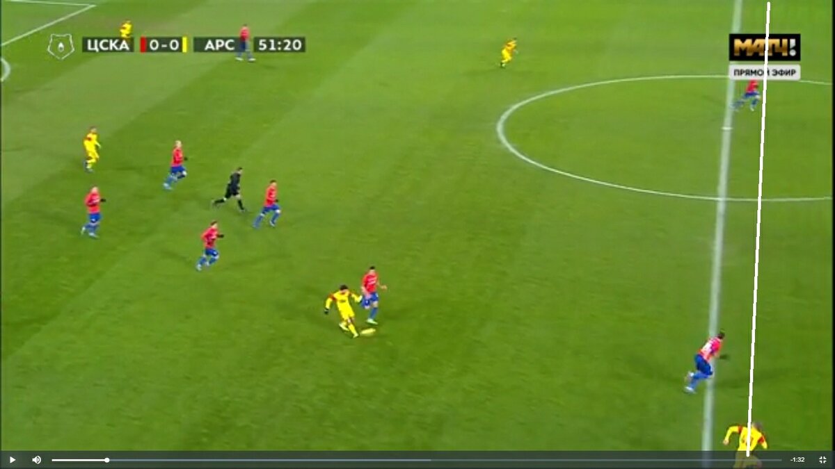 с таким построением в защите не поможет и ВанДейк. Особо обратите внимание на количество игроков на левом фланге и задайте себе вопрос, а если у ЦСКА понятие о тактике.