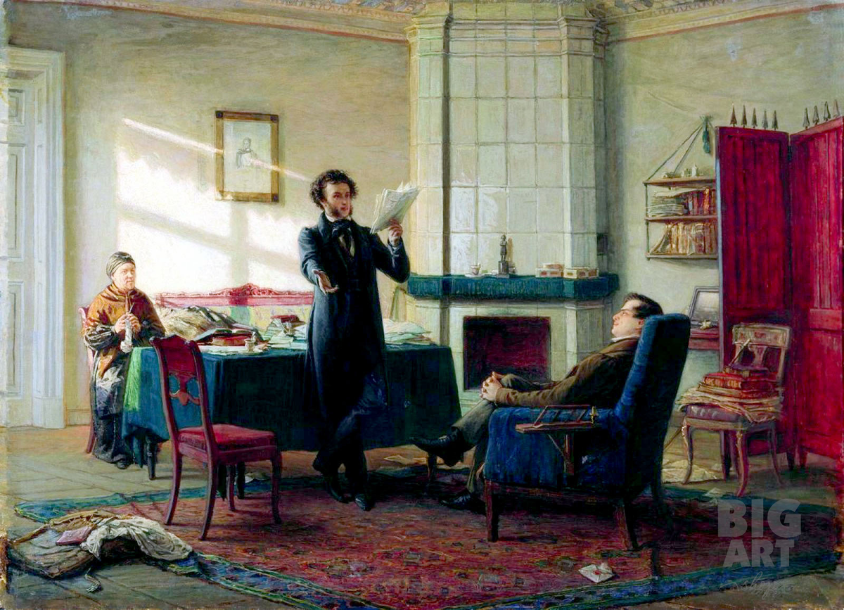 "Пушкин в селе Михайловское" Николая Ге. 1875 год. Арина Родионовна слева. 