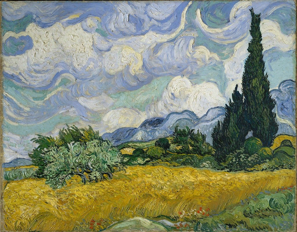 Ван Гог, "Пшеничное поле с кипарисами", июнь-июль 1889 г. https://www.metmuseum.org/collections/search-the-collections/110000977?img=0#fullscreen, Общественное достояние, https://commons.wikimedia.org/w/index.php?curid=5748252