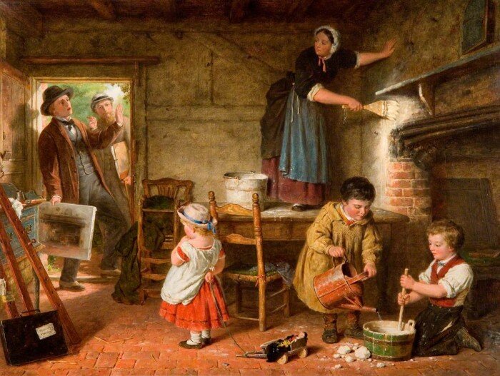 Художник Frederick Daniel Hardy. (1827 - 1911) Перед Пасхой квартира художника