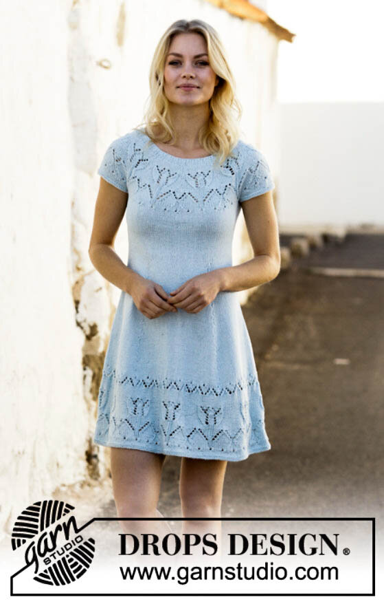 Платье спицами с ажуром "Танец под луной" от Drops Design. Описание перевела Ксения Kukanchik. Источник фото  https://www.garnstudio.com/pattern.php?id=9095&cid=19