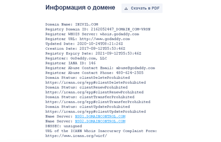 Домен сайта Inivil