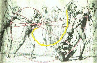 Подготовительный эскиз. Пунктирная часть спирали вверху и внизу Рафаэлю не принадлежит.
