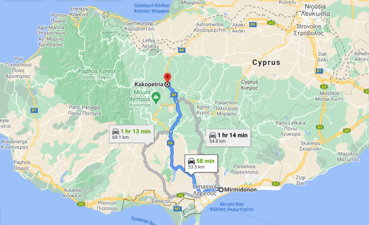 Насколько я помню, ехать все-таки больше часа. 