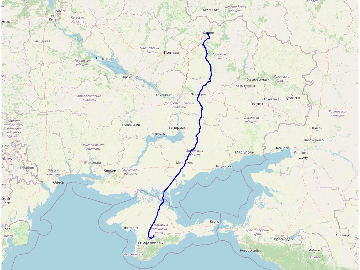 Полная карта пройденного маршрута