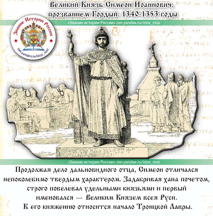 Коллаж "Великий Князь Семен Иоаннович Гордый". https://zen.yandex.ru/istor_ross