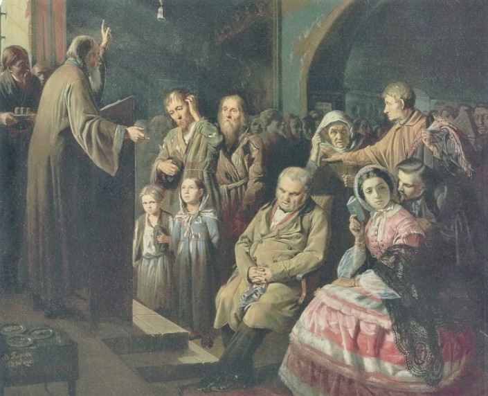 Василий Григорьевич Перов. Проповедь в селе, 1861, Государственная Третьяковская Галерея, Москва. Читайте и слушайте книги преподобного Паисия Святогорца (1924-1994). Ссылки внизу