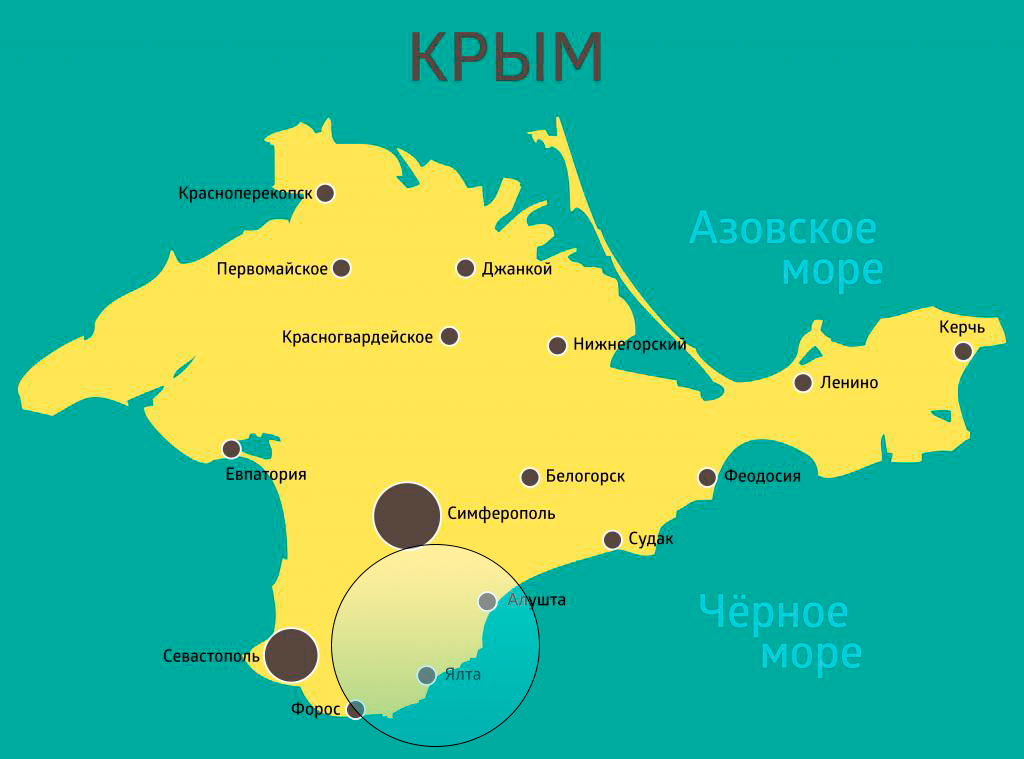 Большая Ялта на карте 