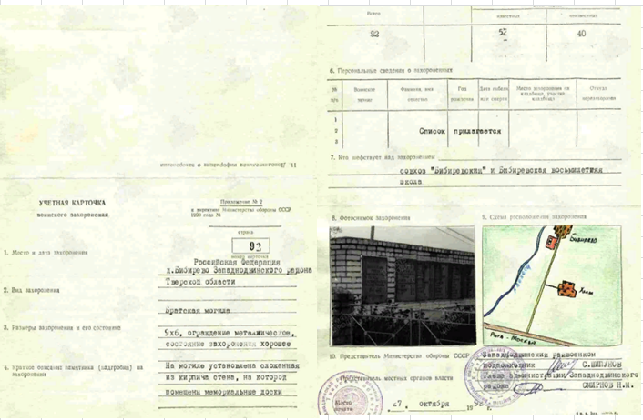 сайт Память народа  паспорт захоронения 1992 года