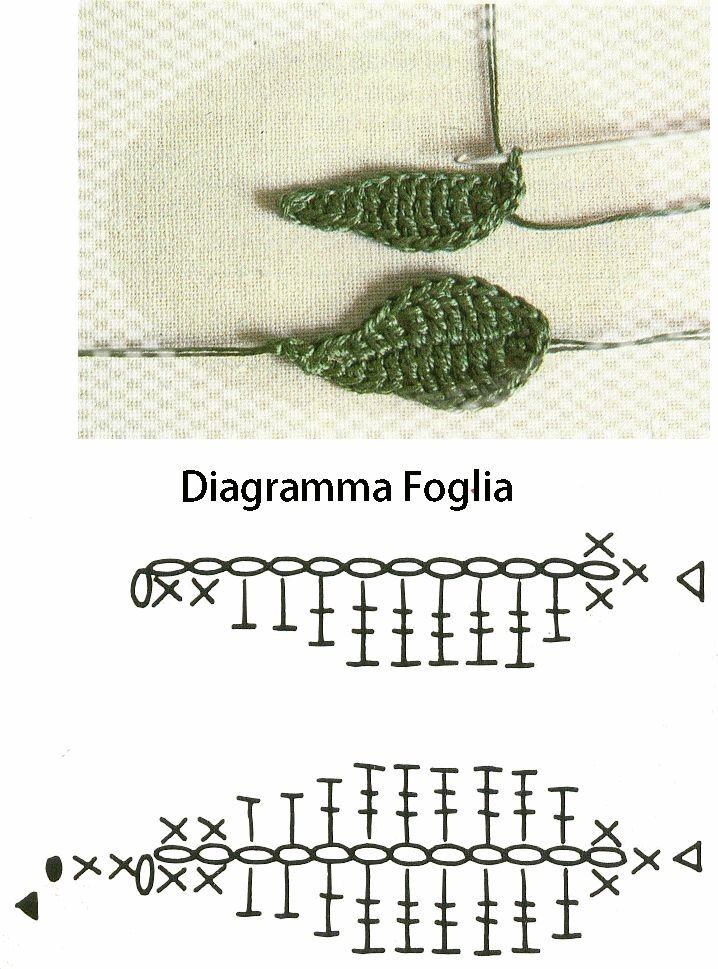 Листик связать крючком схема