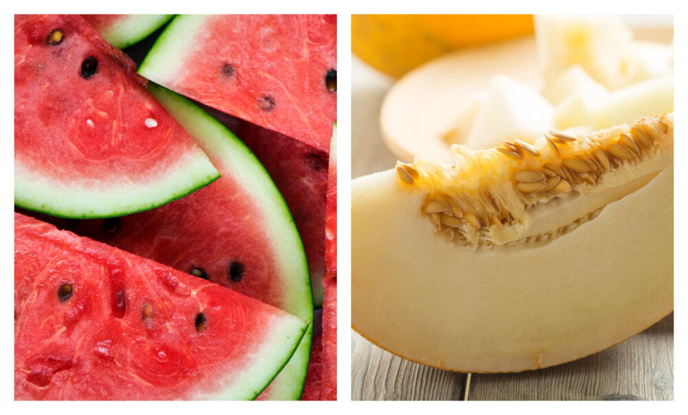 Арбуз vs дыня 
Число упоминаний: почти 5 тыс. упоминаний vs 1,5 тыс.

Арбуз и дыня — самые освежающие лакомства летнего сезона. Ещё бы: плоды этих бахчевых культур на 90% состоят из воды. Что, впрочем, не мешает им также быть богатыми всякими полезными веществами: витаминами, микроэлементами и аминокислотами.

В интернете немало споров о том, чем всё-таки являются плоды дыни и арбуза — фруктами, овощами или ягодами. И в пользу каждой теории находятся свои аргументы. 

Всё же в основном арбуз относят к ягодам, хотя и с некоторыми оговорками, потому что вместо ягодной мягкой кожицы у него толстая корка. А дыня, по мнению знатоков, тот ещё овощ, потому что семена у неё структурированы (сосредоточены в полости внутри), а не рассыпаны, как у ягод, по всему плоду. И относят дыню к семейству тыквенных.

Впрочем, как дыню с арбузом не назови, важнее — что вы предпочтёте. По ответу на такой короткий тест некоторые пробуют даже определить психотип человека. Наше исследование показало, что пользователи ЖЖ выбирают арбузы: летом о них писали чаще в три с лишним раза, чем о дынях. Хотя зачем выбирать? Можно, например, приготовитьлетний напиток из арбуза и дыни.