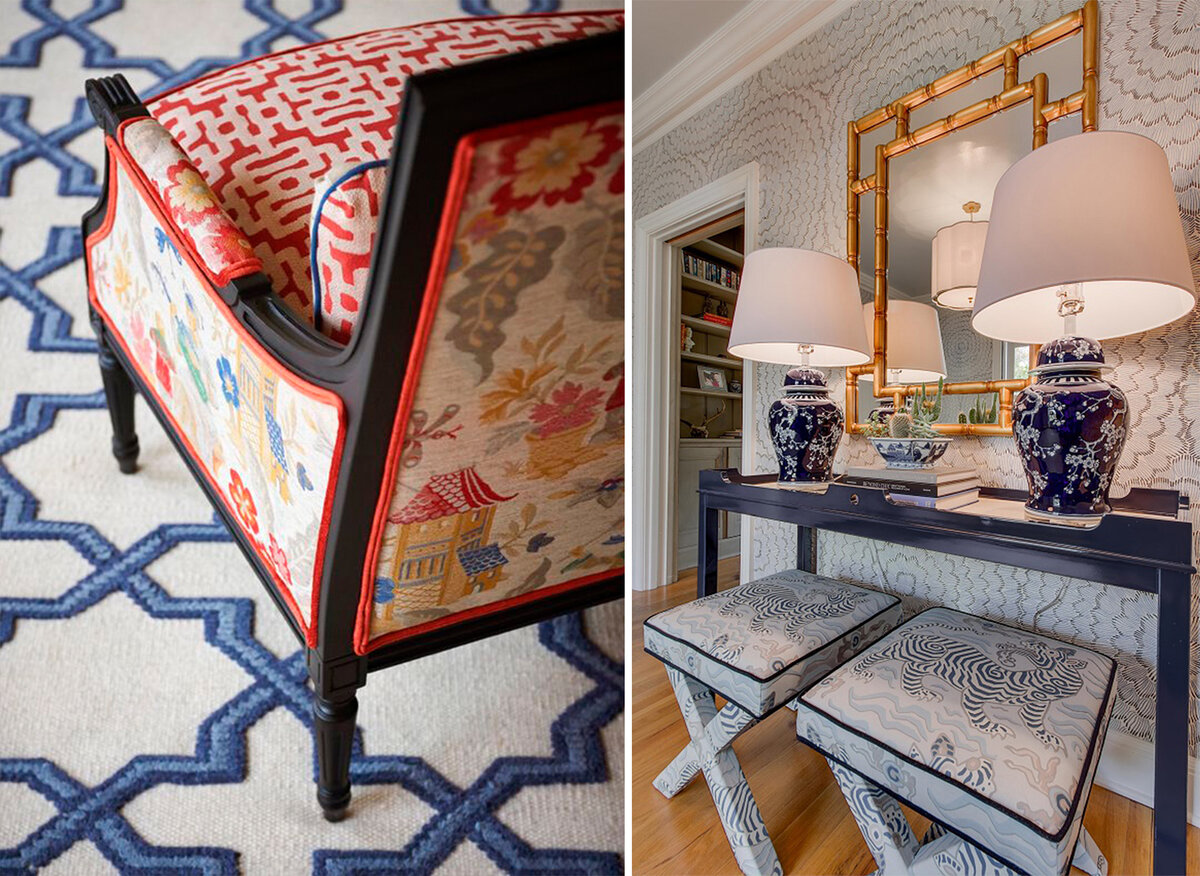 Китайские лампы, текстиль и обивка в интерьере дома