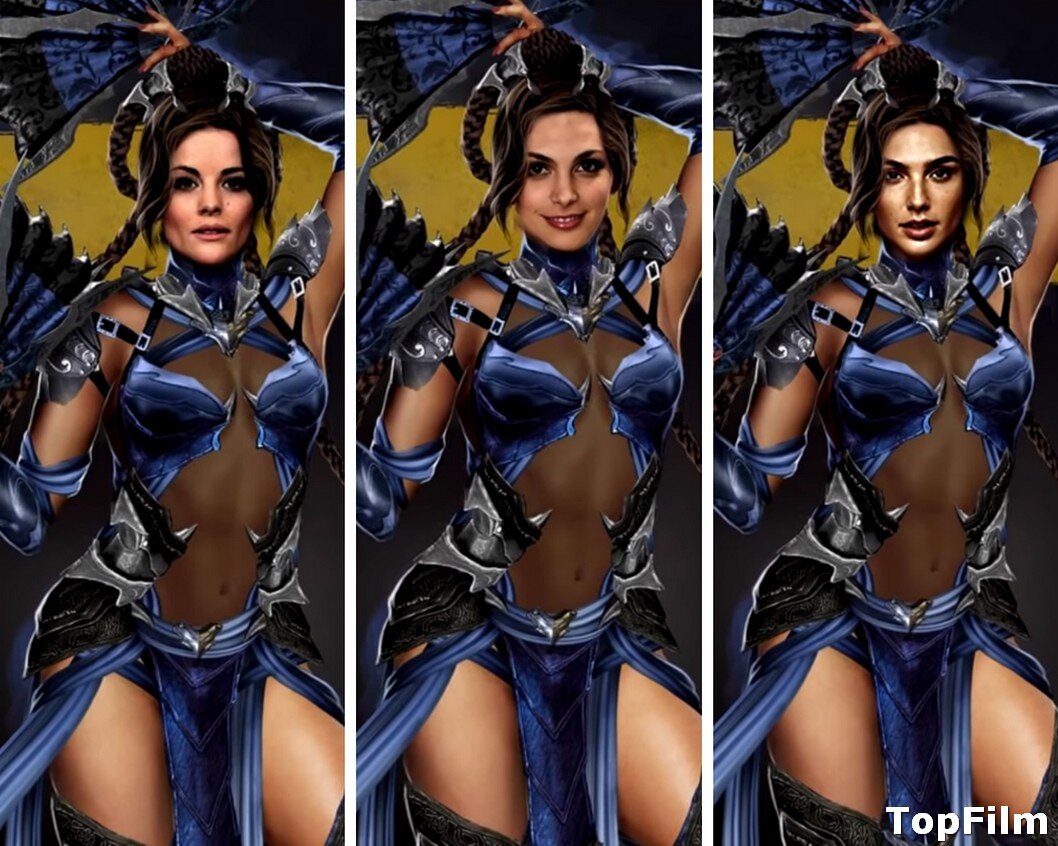 Джейми Александер (слева), Морена Баккарин (посередине), Галь Гадот (справа) в образе принцессы Китаны