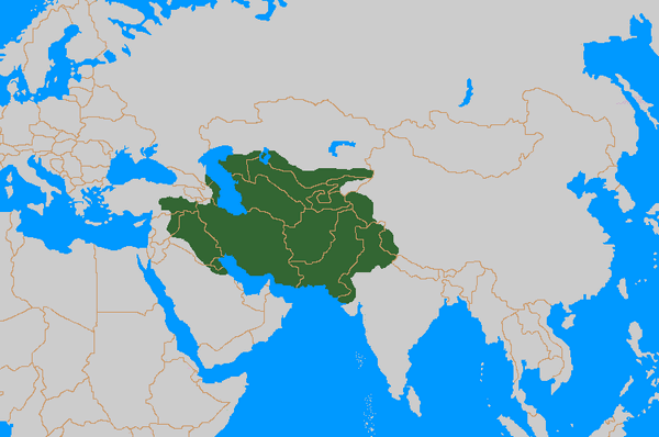 Зеленым - территория, завоеванная Тимуром