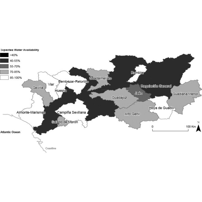 Ожидаемая водообеспеченность сельского хозяйства, GRB. Базовый сценарий - https://ars.els-cdn.com/content/image/1-s2.0-S2212094714000152-gr2.jpg