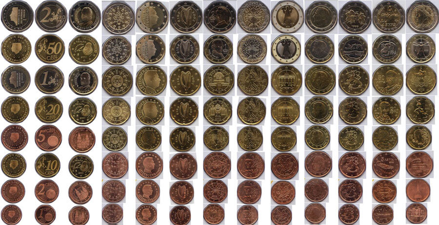 Сколько монет в мире. Коллекция монет. Монеты европейских государств. Монеты других государств. Монеты всех видов.