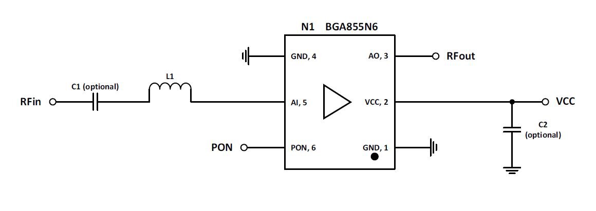 
Рис 2. Схема включения BGA855N6