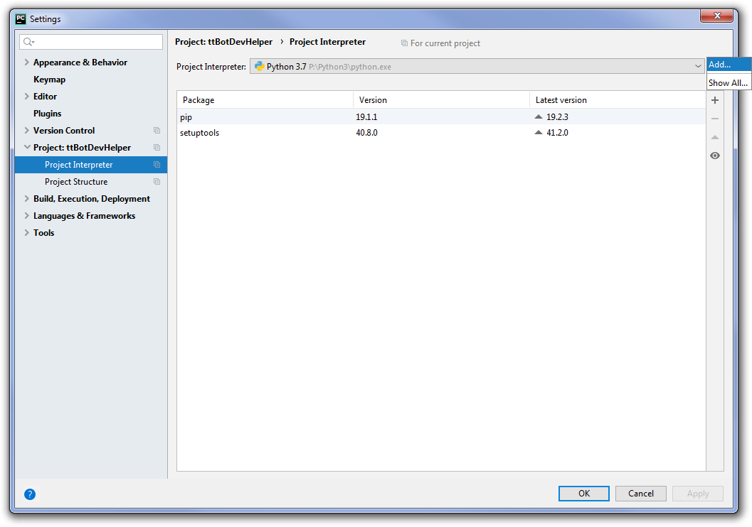 Создание виртуальной среды в PyCharm
