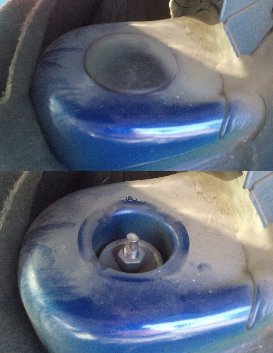 Снимаю резиновую крышку. Чтобы открутить гайку штока нужен спец. ключ.